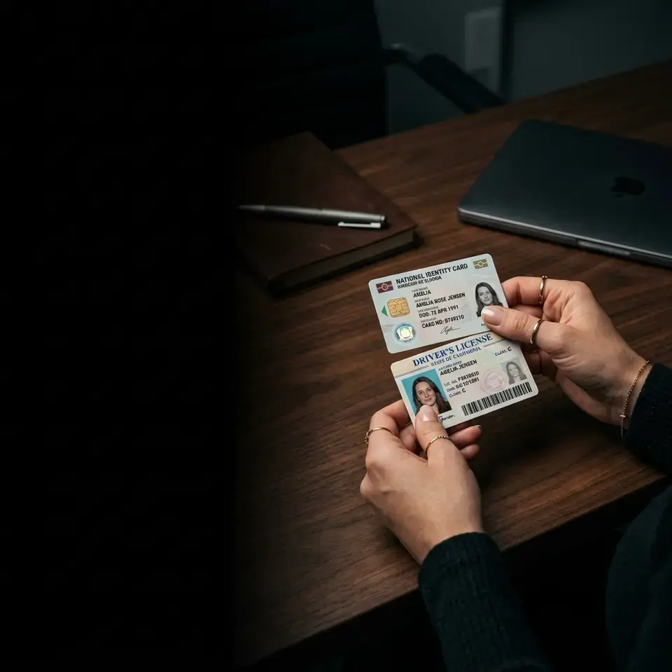 Send Documents: ID Card + Driver's License